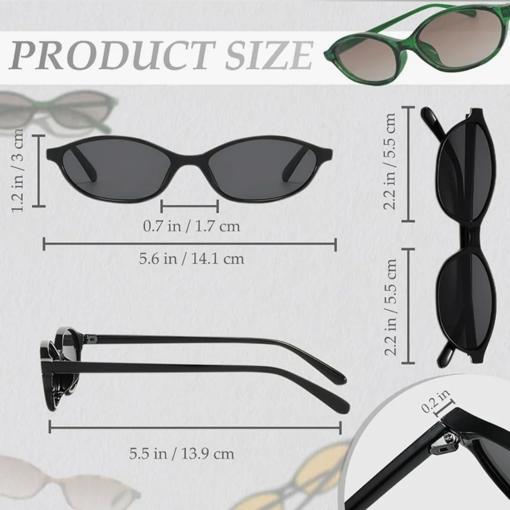 Black Oval Cat Eye Orange Shade Sunglasses Gold Piercings and Orange Fruit Charm - Picture 5 of 5